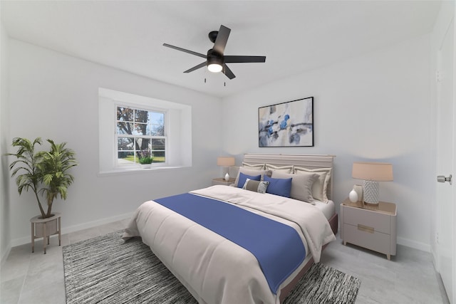 bedroom featuring ceiling fan