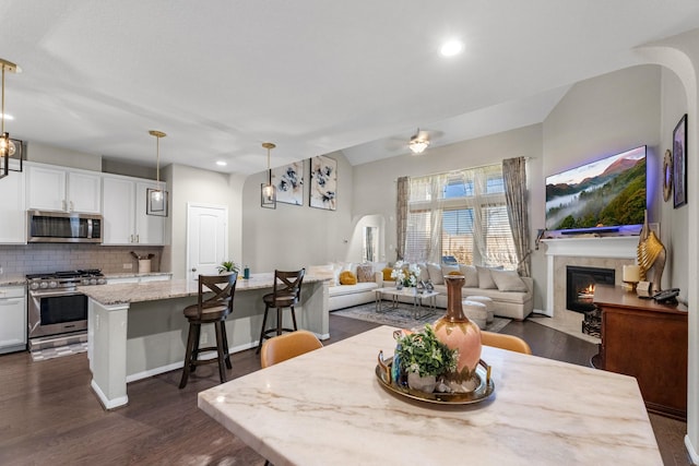 dining room featuring dark wood-type flooring