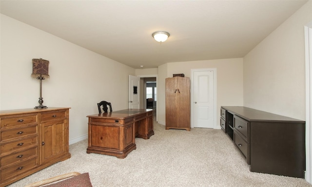 view of carpeted home office