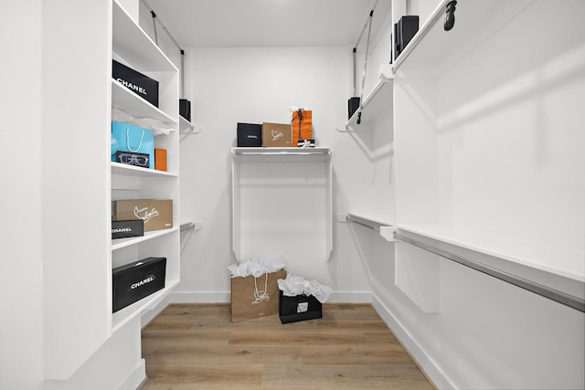 walk in closet featuring hardwood / wood-style flooring