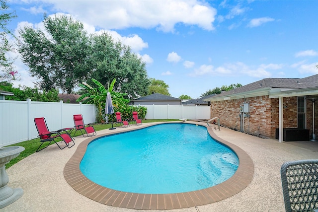 view of swimming pool featuring a patio