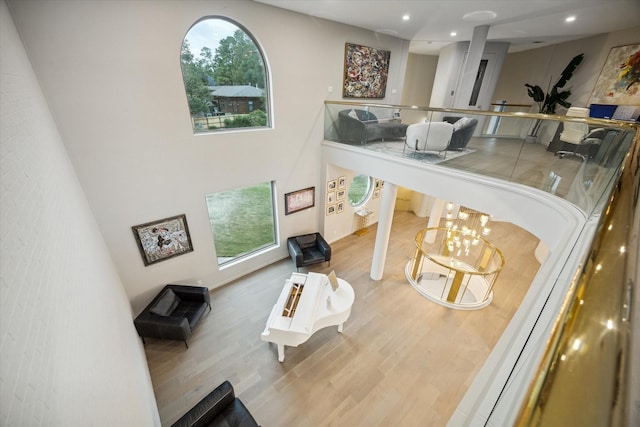 living room with hardwood / wood-style floors