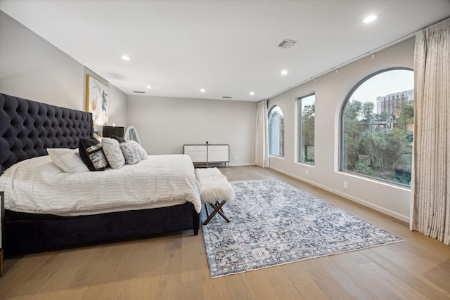 bedroom featuring light wood-type flooring