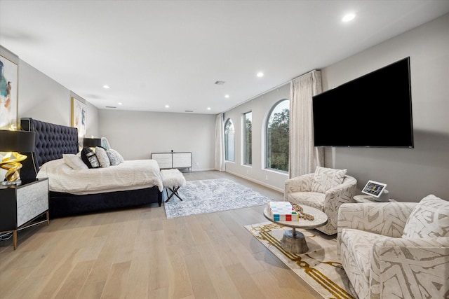 bedroom featuring light wood-type flooring