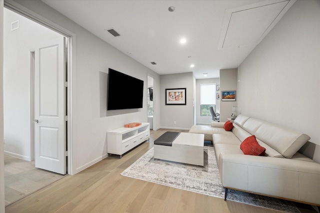 living room featuring light hardwood / wood-style flooring