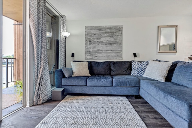 living room featuring dark hardwood / wood-style flooring