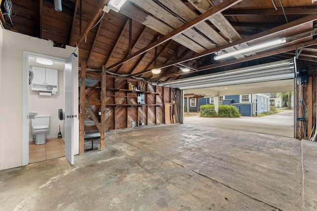 garage with wood ceiling