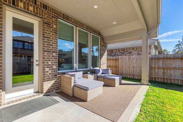 view of patio with an outdoor living space