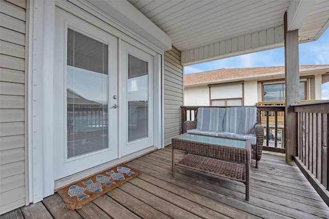 wooden deck with french doors