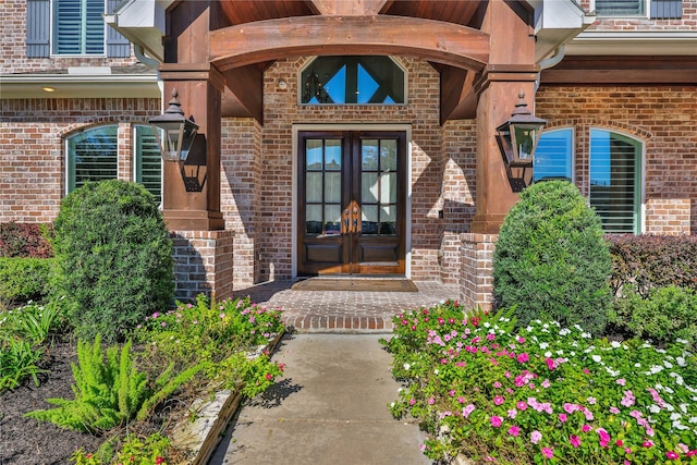 doorway to property featuring french doors