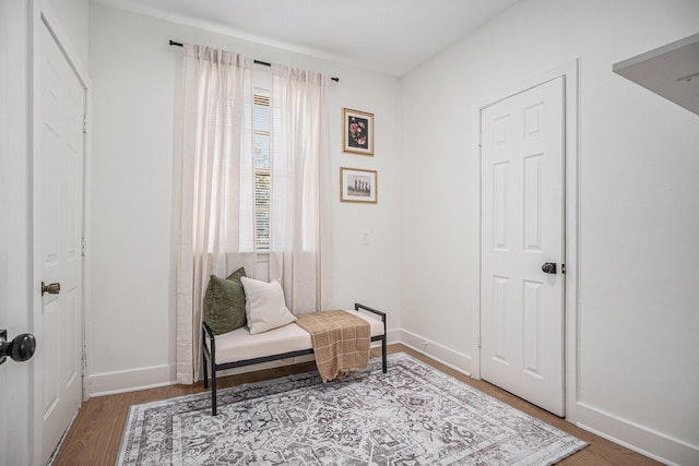 living area with light hardwood / wood-style flooring and a healthy amount of sunlight