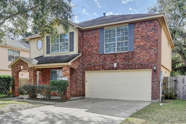 view of front of property with a garage