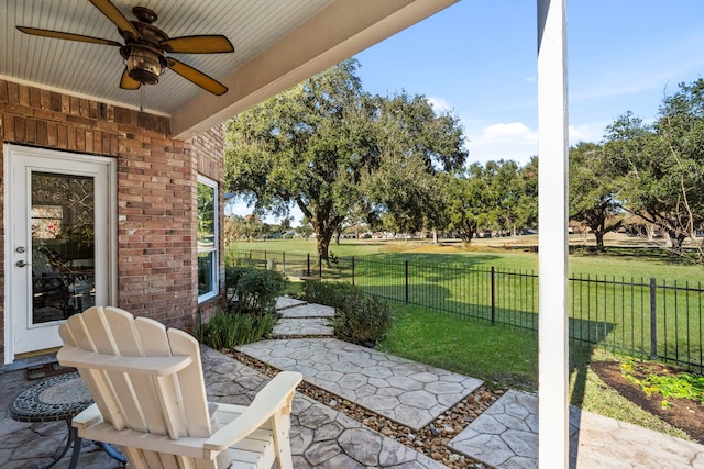 view of patio / terrace with ceiling fan