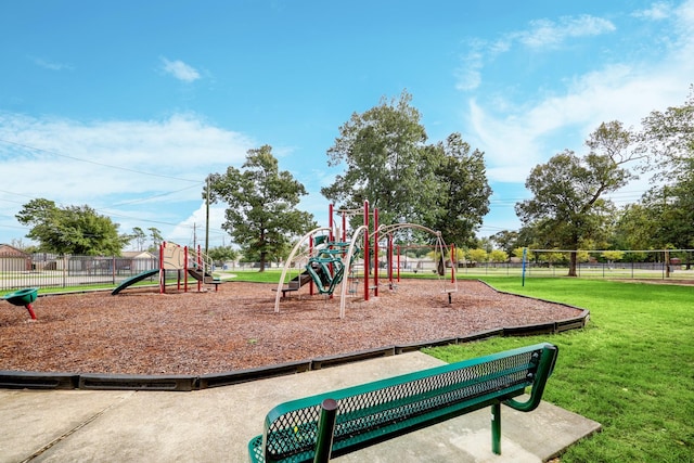 view of play area featuring a yard