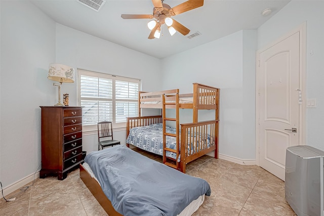 bedroom featuring ceiling fan