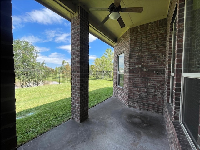 view of patio / terrace with ceiling fan