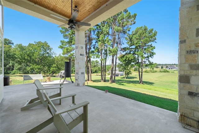 view of patio / terrace with ceiling fan