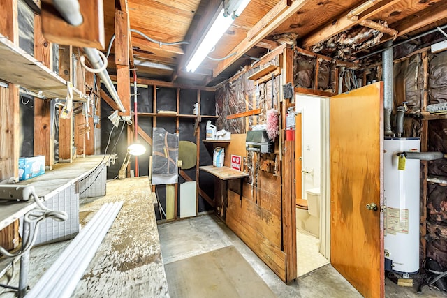 basement with water heater