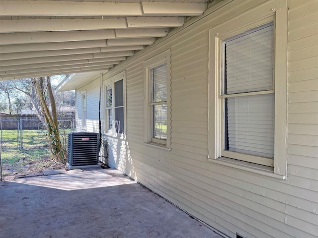 view of patio featuring central air condition unit