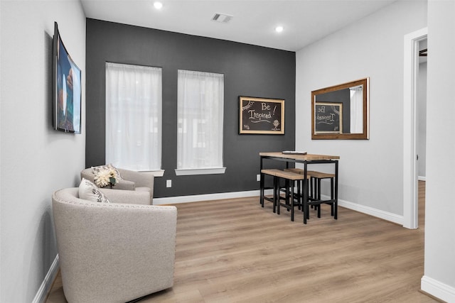 living area featuring light hardwood / wood-style flooring