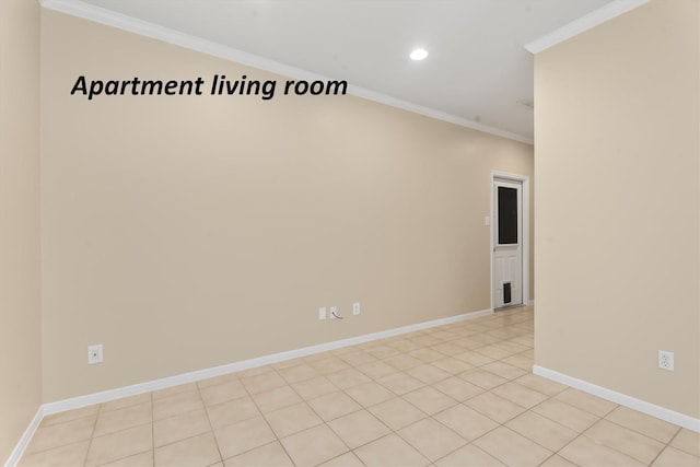 tiled empty room with ornamental molding