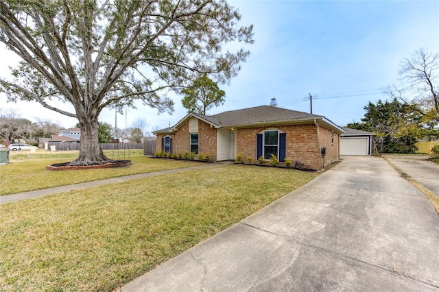 ranch-style house with a front lawn