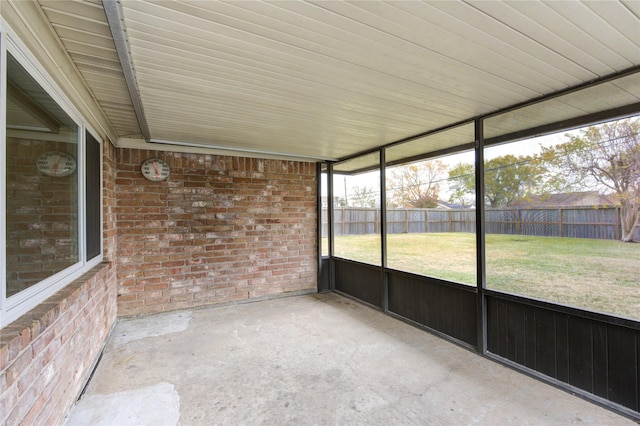 view of unfurnished sunroom