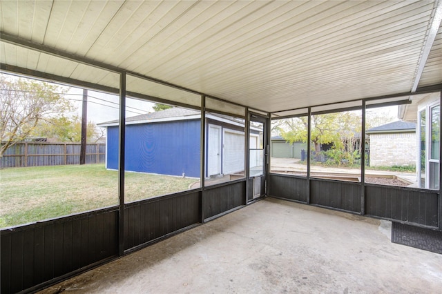 view of unfurnished sunroom