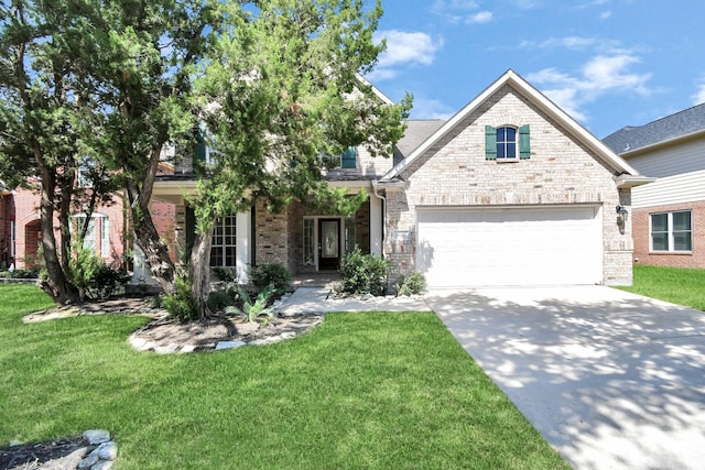 view of front of home featuring a garage and a front yard