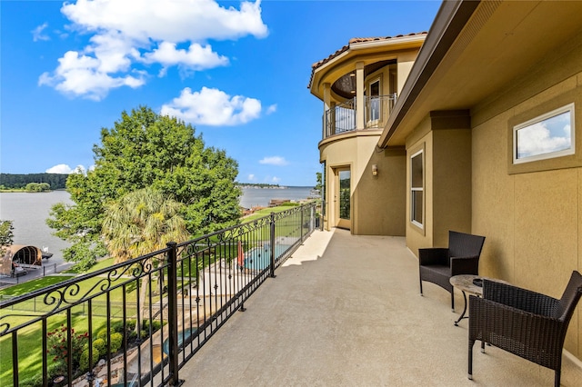 balcony with a water view