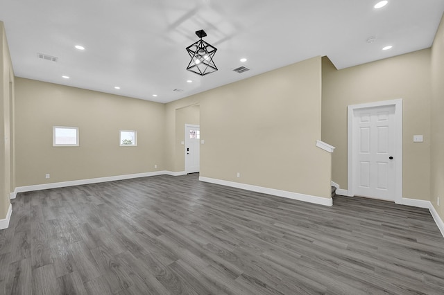 interior space with dark hardwood / wood-style flooring