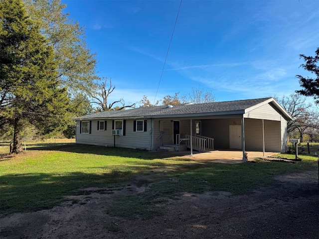 back of house featuring cooling unit and a yard