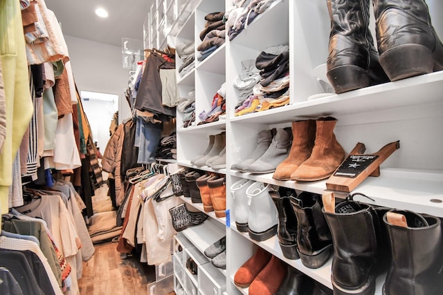 spacious closet with light wood-type flooring