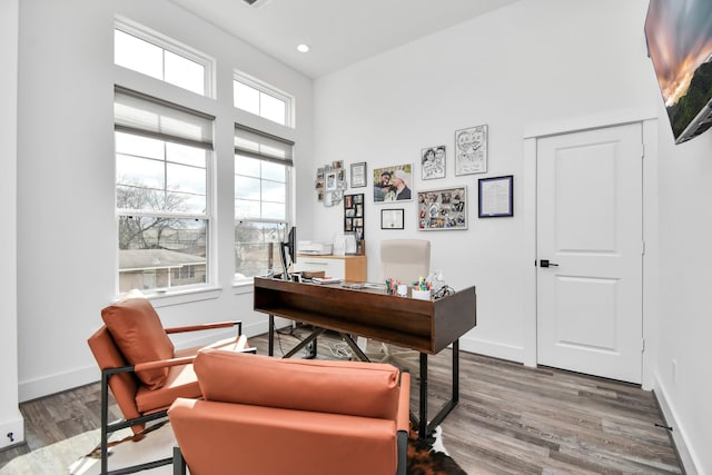 office space featuring hardwood / wood-style flooring