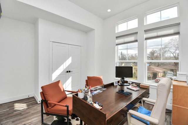 office with hardwood / wood-style flooring