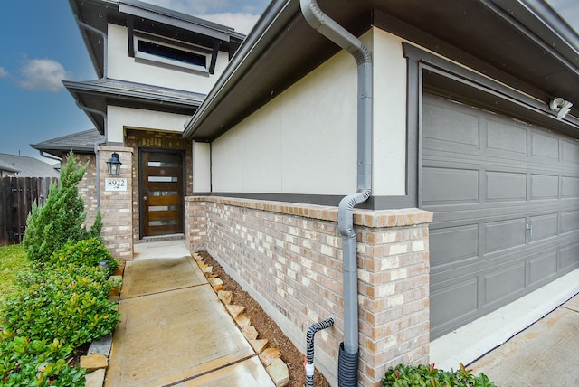 property entrance featuring a garage