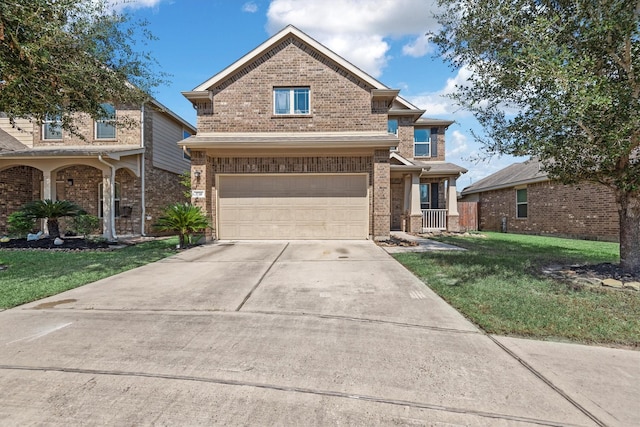 view of front of home featuring a garage and a front yard