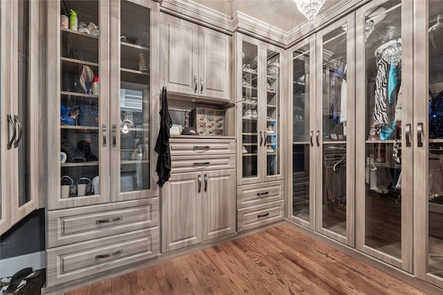 walk in closet featuring hardwood / wood-style floors