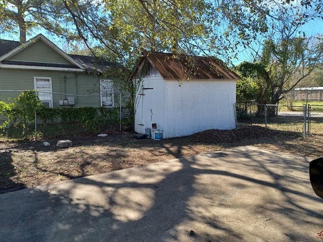 exterior space with a storage unit