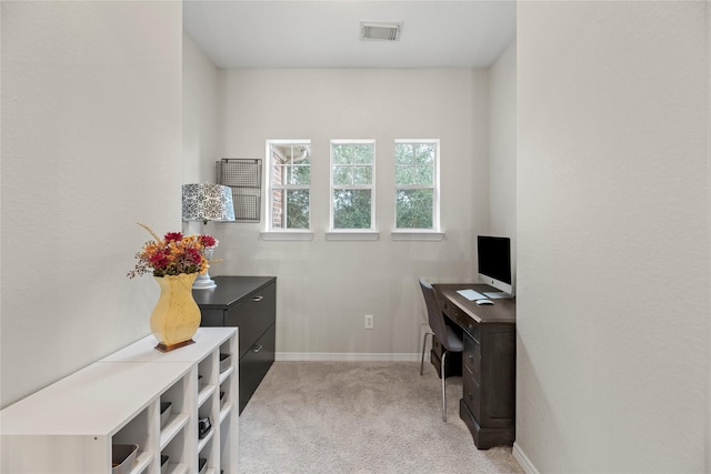 office with light colored carpet