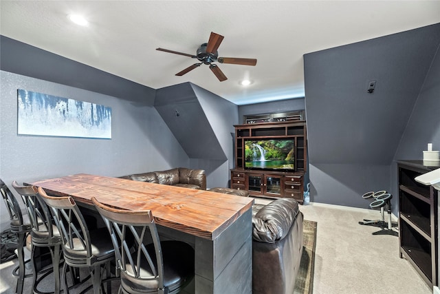 interior space featuring ceiling fan