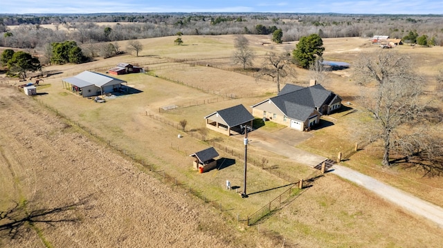 drone / aerial view featuring a rural view