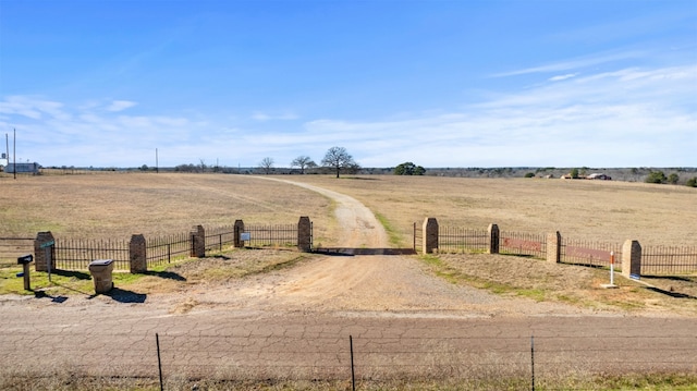 view of road featuring a rural view