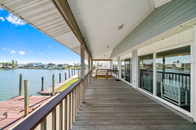 dock area featuring a water view