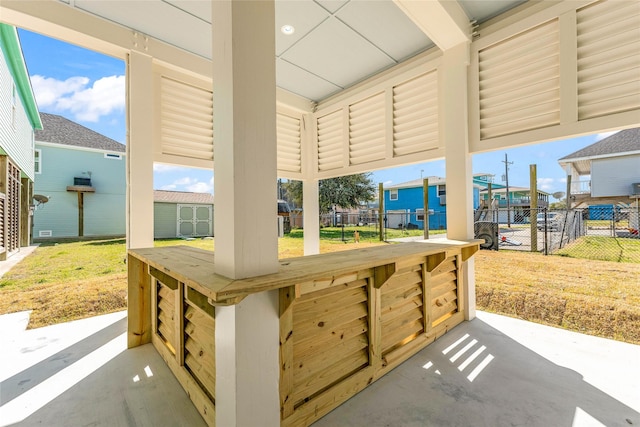 view of patio / terrace with a bar