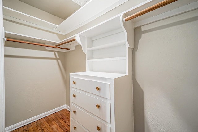 walk in closet featuring wood-type flooring