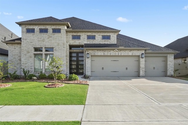 view of front facade with a garage and a front yard