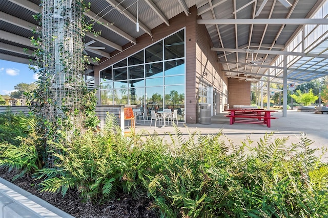 view of property's community with a patio