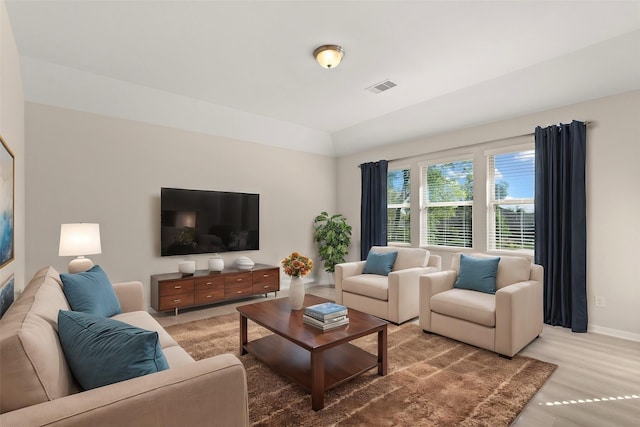 living room with wood-type flooring