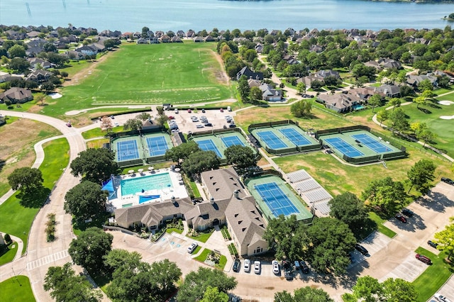 bird's eye view featuring a water view